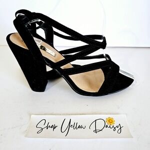 Billini Faux Suede Block Heel Black Strappy Gladiator Sandals‎ Sz10 - Sh467.2